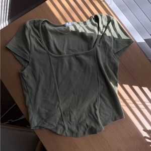 Cotton On Olive Green Scoop Neck Crop Top